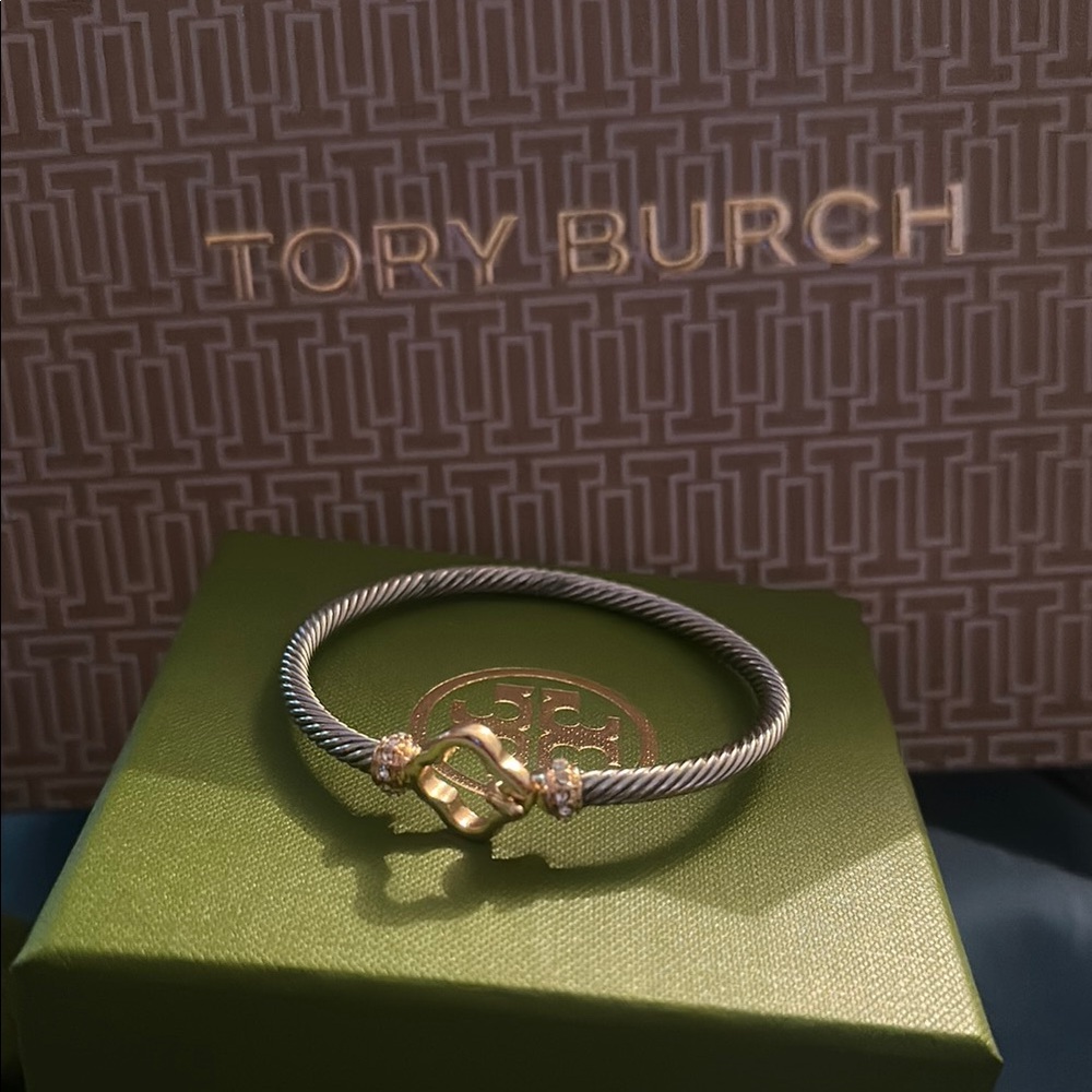 Tory Burch Silver and Gold Two-Tone Bracelet